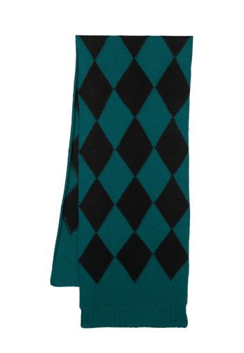 La DoubleJ argyle-pattern knitted scarf - Black