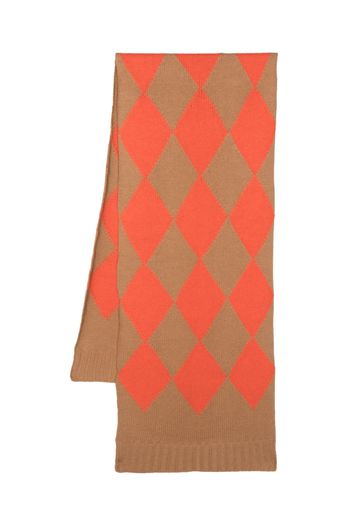 La DoubleJ argyle-pattern knitted scarf - Brown