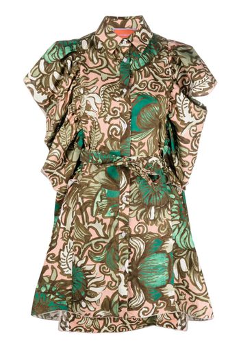 La DoubleJ graphic-print ruffle-detail dress - Green