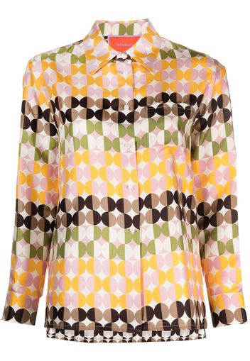 La DoubleJ Boy Mezzaluna-print silk shirt - Neutrals