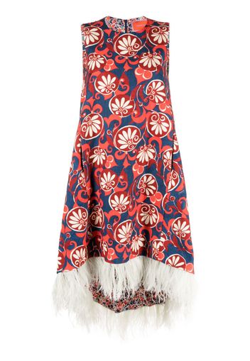 La DoubleJ La Scala feather-trim midi dress - Blue