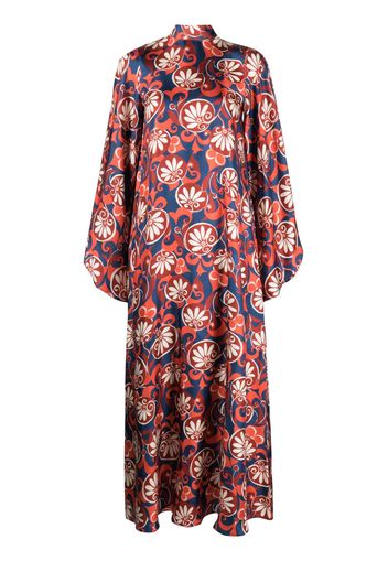 La DoubleJ Magnifico Moonflower-print silk dress - Blue