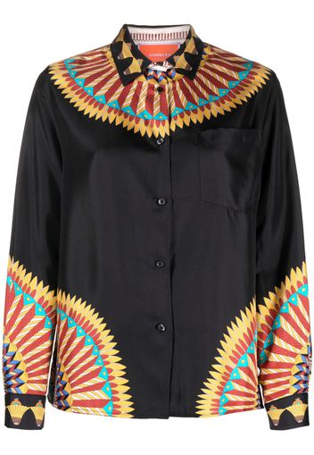 La DoubleJ placed-print Boy silk shirt - Black