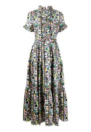 printed maxi shirt dress