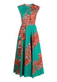 La DoubleJ floral-print cut-out dress - Green