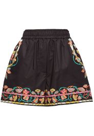 La DoubleJ floral silhouette printed shorts - Black