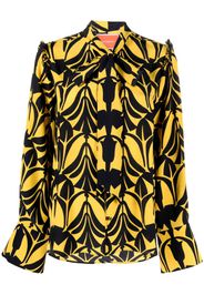 La DoubleJ Ascot floral-pattern silk shirt - Yellow
