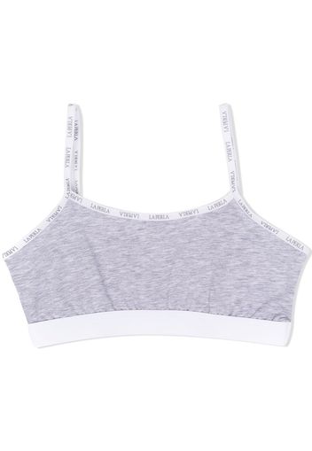 La Perla Kids logo-trim bra - Grey