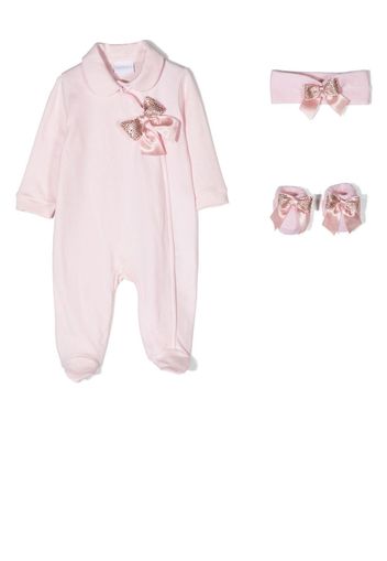 La Perla Kids bow-detail babygrow set - Pink