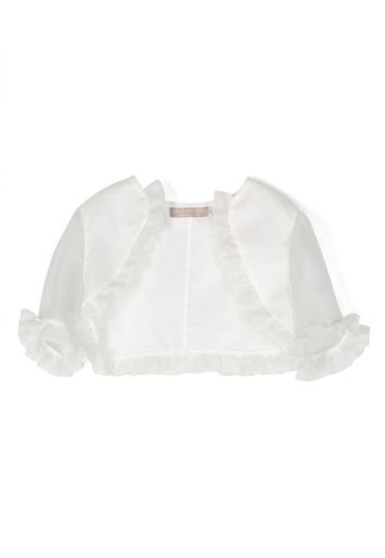 La Stupenderia ruffle-detail silk jacket - White