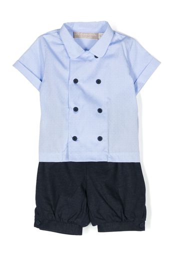 La Stupenderia buttoned-cuffs cotton-linen shorts - Blue