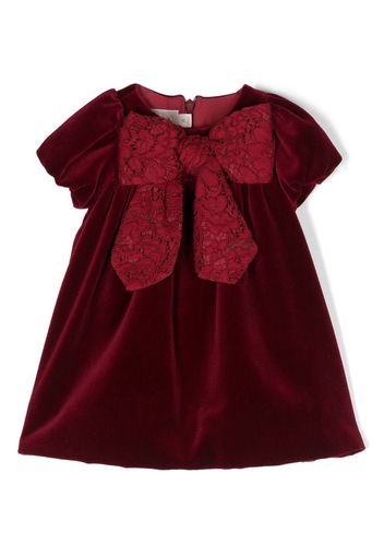 La Stupenderia bow-detailing velvet-finish dress - Red