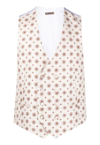 Lady Anne graphic-print silk waistcoat - White