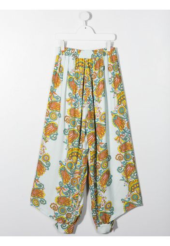 LANVIN Enfant floral-print flared-leg trousers - Blue