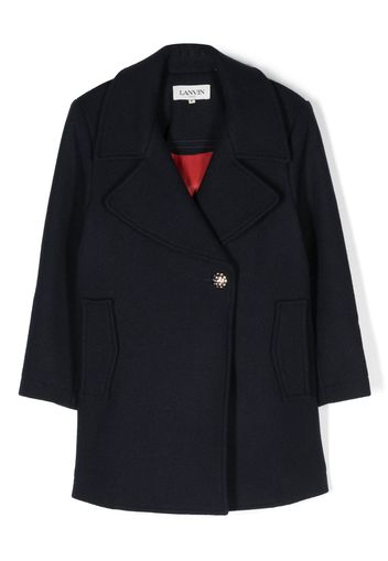 Lanvin Enfant logo-appliqué coat - Blue