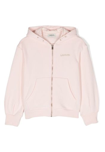 Lanvin Enfant logo-embroidered cotton hooded jacket - Pink