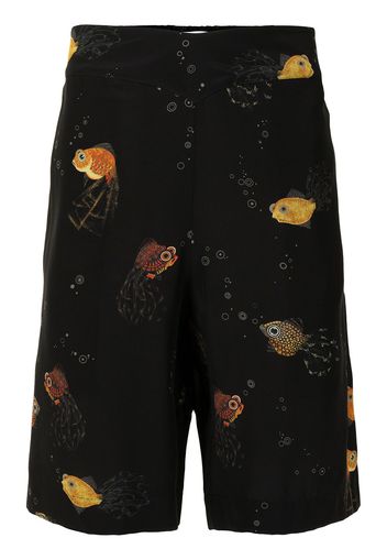 LANVIN fish-print tailored shorts - Black