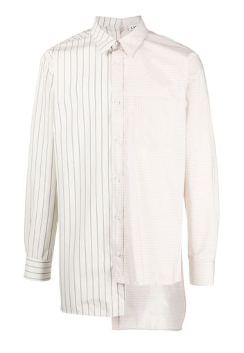 Lanvin mix-stripe asymmetric shirt - Neutrals