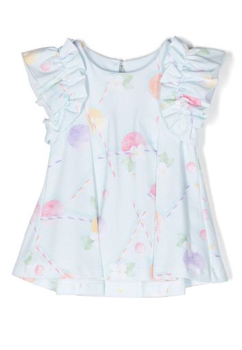 Lapin House floral-print sleeveless dress - Blue