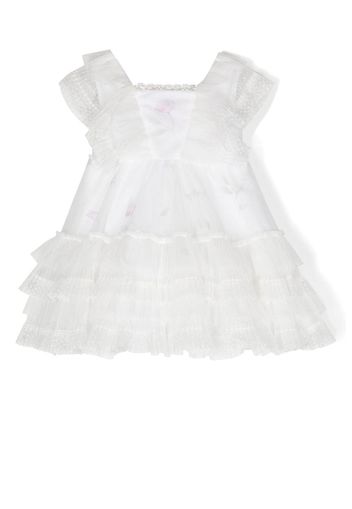 Lapin House ruffled V-neck dress - White