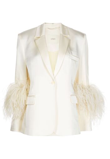 LAPOINTE feather-detailing single-breasted blazer - White