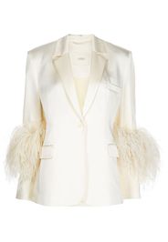 LAPOINTE feather-detailing single-breasted blazer - White