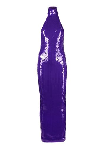 LaQuan Smith halterneck sequin gown - Purple