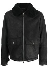 Lardini shearling-detail leather jacket - Black