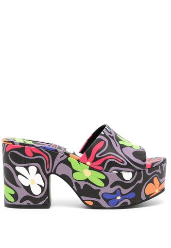 Larroude floral-print platform mules - Multicolour