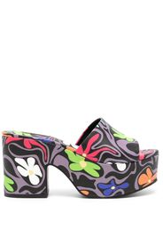 Larroude floral-print platform mules - Multicolour