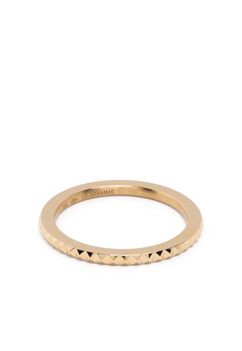 18kt yellow gold 3g pyramid guilloche ring