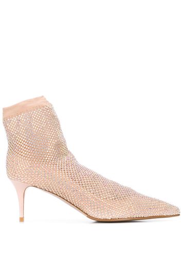 Le Silla crystal-embellished mesh ankle boots - Neutrals