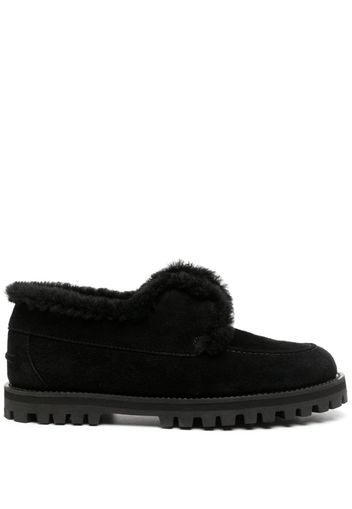 Le Silla Yacht shearling-lining suede loafers - Black