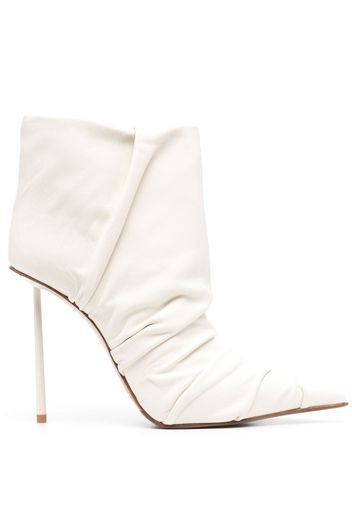 Le Silla Fedra 120mm ruched leather ankle boots - Neutrals