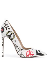 printed pointed-toe pumps