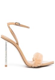 Le Silla Bella 105mm faux-fur sandals - Neutrals