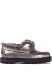 Le Silla Yacht shearling-trim leather loafers - Grey