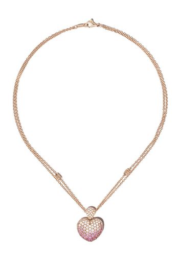 18kt rose gold Amore diamond and sapphire heart pendant necklace