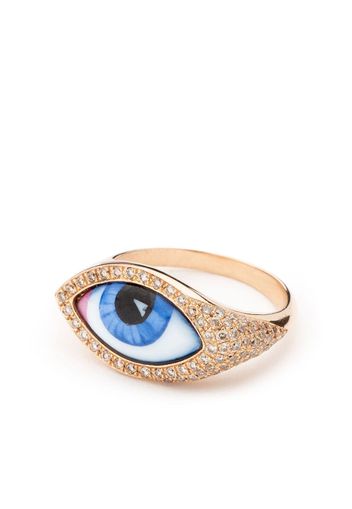 Lito 14kt rose gold Chevaliére diamond ring - Blue