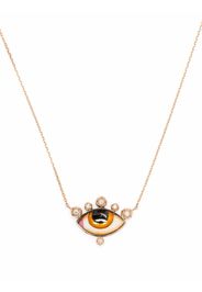 Lito 14kt rose gold Greek eye diamond necklace - Pink