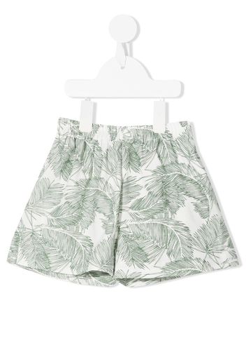 LITTLE BAMBAH palm-print linen shorts - White