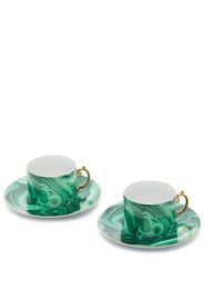 L'Objet set of 2 Malachite tea cup and saucer - Green