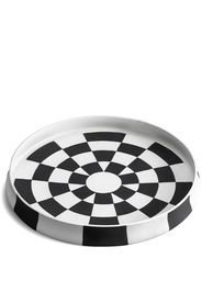 L'Objet Damier porcelain round platter (42cm) - Black