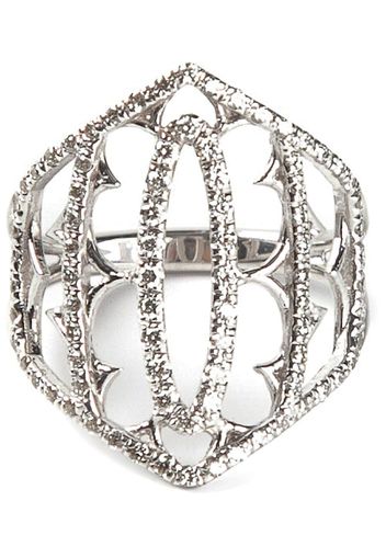 Loree Rodkin white gold and grey diamond pavé shield ring - Metallic