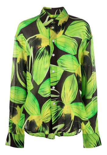 Louisa Ballou floral-print long-sleeve shirt - Black