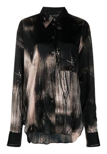 Louisa Ballou abstract-pattern print long-sleeve shirt - Black