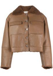 Loulou Studio shearling-collar leather jacket - Brown