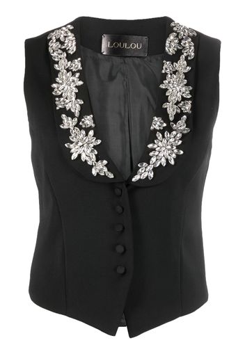 Loulou crystal-embellished sleeveless waistcoat - Black