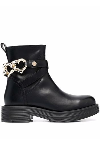 Love Moschino heart-charm ankle boots - Black