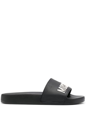 Love Moschino 3D-logo flat slides - Black